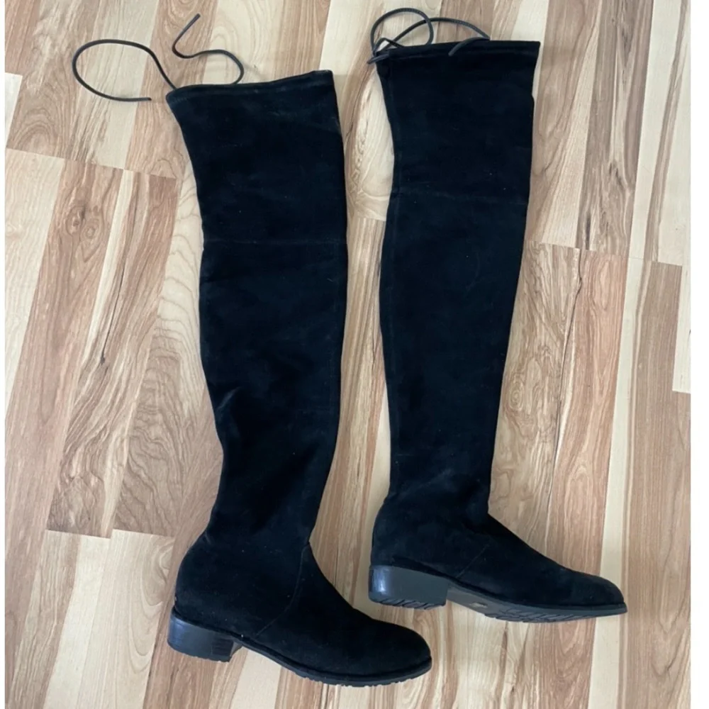 Black suede over the knee boots - Picture 2 of 4